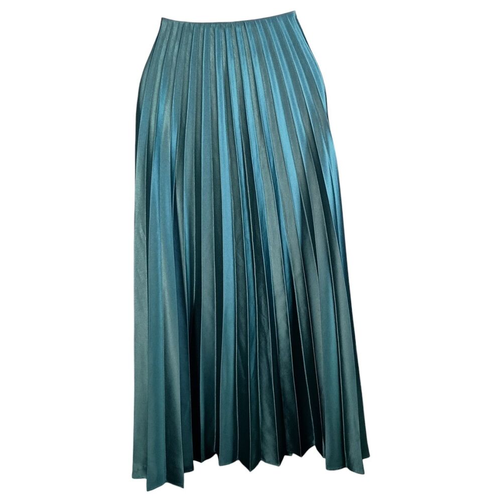 Zara Pleated Midi Skirt Small Green - Picture 3 of 4